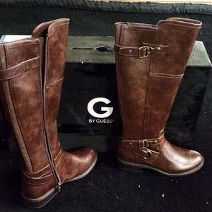 BNIB G by Guess knee boots size 5: equestrian style, dark brown